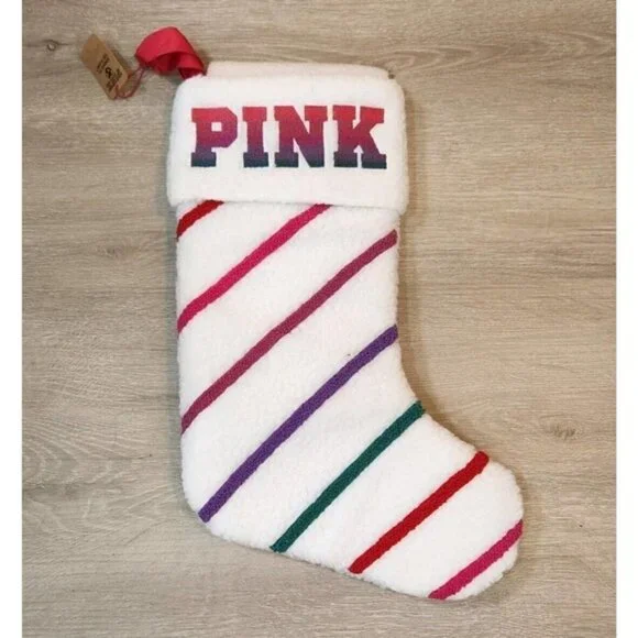 pink Limited Edition Sherpa Striped Christmas Stocking - Picture 5 of 9